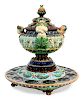 A German Majolica Punchbowl, Cover and Stand
