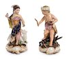A Pair of Continental Porcelain Figures Emblematic of America and Asia