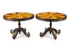 A Pair of Anglo-Indian Style Inlaid and Part-Ebonized Pedestal Tables