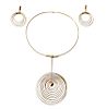 Bent Gabrielsen Gold Danish Modern Concentric Circle Necklace Earrings Set
