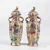 Pair of Enameled and Gilt Covered Vases