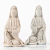 Near Pair of Blanc-de-Chine Figures of Guanyin
