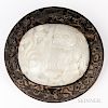 Nephrite Jade Plaque with Carved Wood Cover