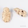 Two Archaic Chicken Bone Jade Amulets