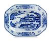 A Chinese Export Canton Blue and White Porcelain Soup Tureen Stand
Length 14 1/8 in., 36 cm. 
