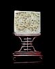 A White Jade Reticulated 'Dragon' Belt Plaque
Height 2 1/2 x 3 in., 6 x 8 cm. 
