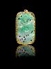 A Yellow Gold Mounted Apple Green Jadeite Pendant
Length 2 3/4 x width 1 1/2 in., 7 x 4 cm. 
