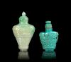 Two Hardstone Snuff Bottles
Larger: height 3 in., 8 cm.  