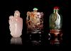 Three Hardstone Snuff Bottles
Largest: height 2 1/2 in., 6 cm. 