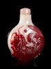 A Red Overlay 'Snowflake' Ground Glass Snuff Bottle
Height 2 1/8 in., 5 cm. 