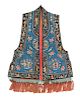 A Blue Ground Embroidered Silk Lady's Vest, Xiapi
Collar to hem: 39 in., 99 cm. 