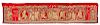 A Large Red Ground Embroidered Silk Banner Panel
197 height x 39 width in., 500 x 99 cm.