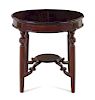 A Set of Chinese Export Hardwood Round Table and Four Chairs
Chair: height 38 1/2 in., 98 cm; Table: height 30 1/2 in., 78 cm.