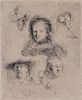 Rembrandt van Rijn, (Dutch, 1606-1669), Studies of the Head of Saskia and Others