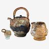 PETER VOULKOS Rare teapot, teacup, and bowl