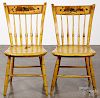 Pair of New England painted plank seat chairs