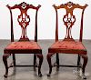 Pair of Georgian carved mahogany dining chairs