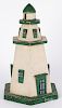 Painted pine lighthouse garden ornament