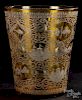 Large etched amber glass vase