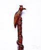 Carved bird walking stick