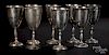 Eight Mexican sterling silver goblets
