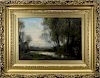 Signed Corot, Barbizon Landscape with Figure