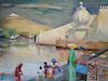 20th C. Udaipur India Coastal Watercolor, Signed