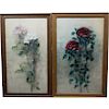 (2) American School Watercolor Paintings of Roses