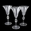 Three (3) Lalique "Tosca" Crystal Water Goblets