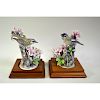ROYAL WORCESTER RED-EYED VIREO AND SWAMP AZALEA, PAIR