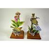 ROYAL WORCESTER OVEN BIRD, CRESTED IRIS & LADY SLIPPER, PAIR