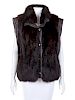 Brown Fur Jacket/Vest with Brown Leather Trim, 1980's