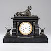 Egyptian Revival Slate Mantel Clock with French Movement