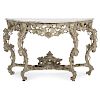 Continental Marble Top Console Table