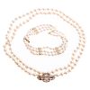 A Pearl & Diamond Bracelet & Strand of Pearls