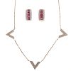 Ruby & Diamond Hoops and Diamond Necklace