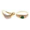 Pair of Diamond & Emerald Freeform Bands in Gold