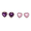 Two Pairs of Heart Gemstone & Diamond Earrings