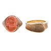 Two Ladies Vintage Rings Featuring Coral in 14K