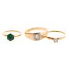 A Trio of Solitaire Rings in Gold