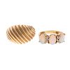 A Ladies 14K Dome Ring & 14K Opal Diamond Ring