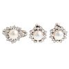 A Ladies Vintage Pearl & Diamond Ring & Earrings
