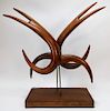 Legh Myers Leaping Figures Carved Wood Sculpture
