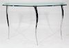MCM Glass and Polished Aluminum Console Table