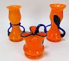 3PC Ruckl Kralik Tango Bohemian Art Glass Vases