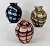 3PC Kralik Bohemian Czech Art Glass Vase Group