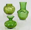 3 Rindskopf Czech Iridescent Art Glass Vase Group