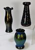 3PC Kralik Iridescent Bohemian Art Glass Vases