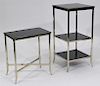 2PC MCM Dark Glass and Metal Chrome Side Tables