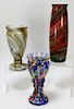 3PC Rindskopf Welz Bohemian Art Glass Vases